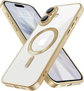 Hython Magnetic Clear for iPhone 17 Case with Camera Lens Protector [Compatible with MagSafe] Luxury Plating Edge Slim Soft TPU Cover Protective Phone Case for iPhone 17 6.3", Matte Gold