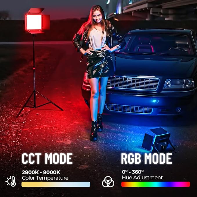 Mettlelite SPL210C RGB LED Video Light with APP Control, 360 Full Color RGB Panel, 2800K-8000K, CRI/TLCI 97+, 10 Scenes, Professional Photography Studio Lighting for YouTube/Stream/Photo/Video