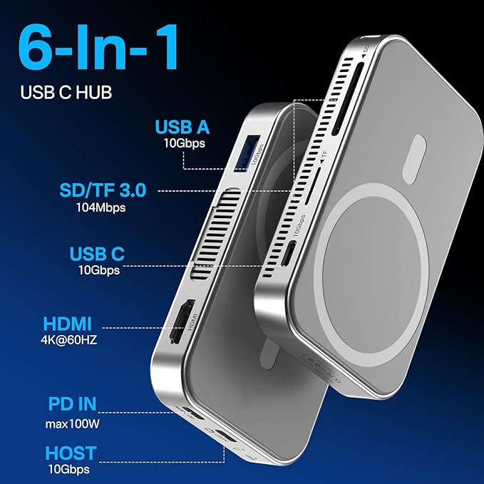 ACASIS 10Gbps Magnetic M.2 NVMe SSD Enclosure With 4K ProRes Recording M.2 EnclosureCompatible IPhone 17/16/15 Pro/Pro Max Magnetic SSD Enclosure with Cooling Fan For Video Editor/Blogger/Videographer