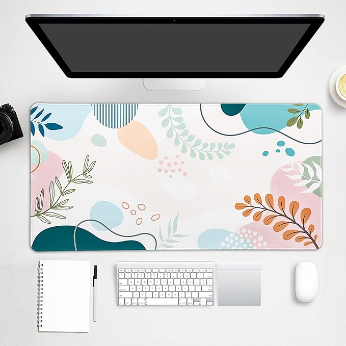 Lokigo Colorful Abstract Boho Large Mouse Pad, Waterproof Green Pink Desk Mat, Non Slip Computer Gaming Mouse Pad, XXL Full Desk Mousepad Writing Pad for School Office Home 31.5" x 15.7"