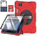 Case for iPad Pro 11 Inch 2022/2021/ 2020/2018: Silicone Cover for iPad 11 Inch 4th/ 3rd/ 2nd/ 1st/ Generation with Screen Protector- Stand- Handle- Shoulder Strap- Pencil Holder- Red