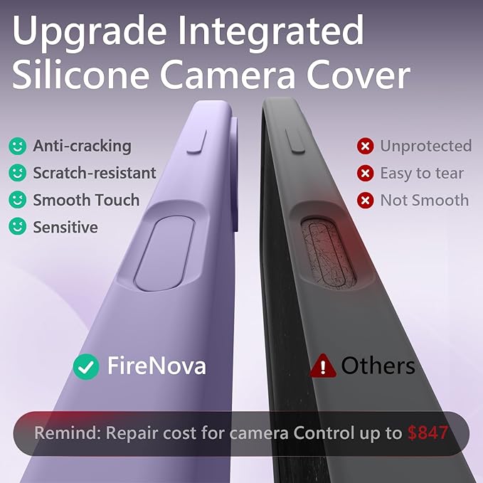 FireNova Magnetic for iPhone 17 Case, Compatible with MagSafe, [Integrated Silicone Camera Control Button] [Camera Protection] Anti-Scratch Microfiber Lining Phone Case, 6.3", Clove Purple