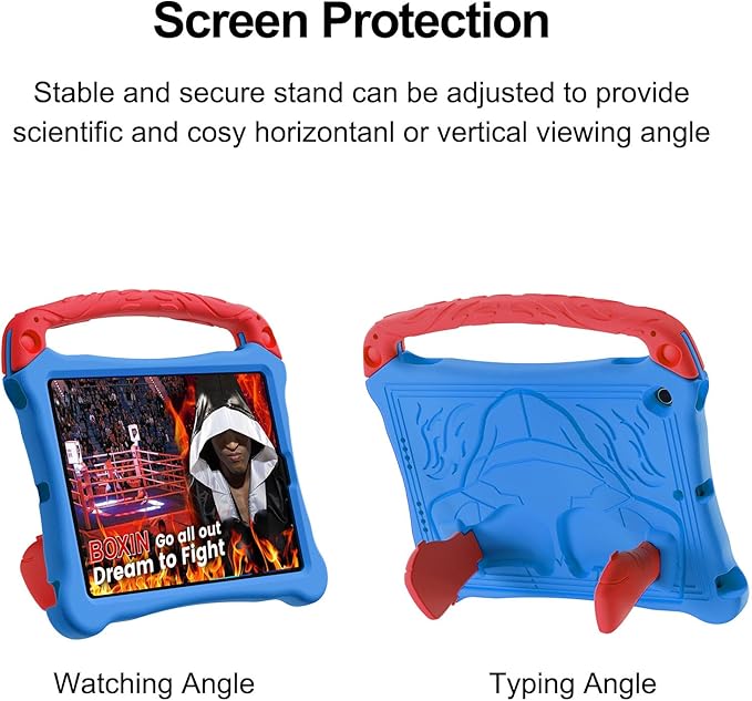Dteck for iPad Air 3rd Generation and iPad Pro Case 10.5" 2019/2017 Release, Cute Boxing Shockproof Hard Case with Handle/Kickstand/Shoulder Strap, Protective Lightweight Kids-Friendly Cover, Blue