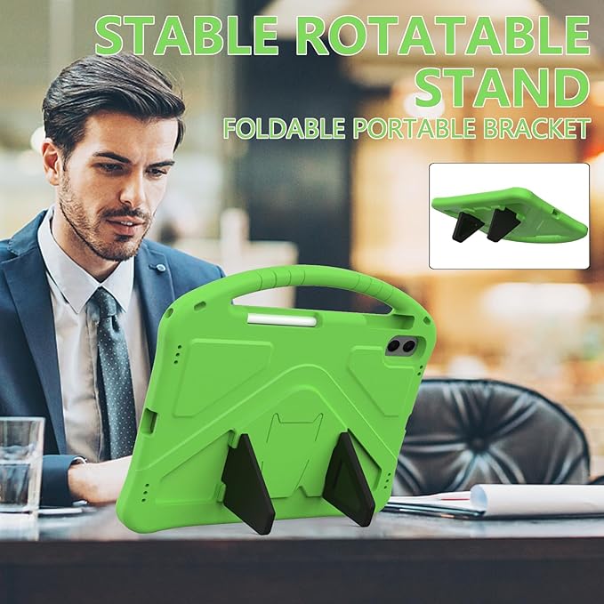 Kids Case for Samsung Galaxy Tab S11 Ultra 2025 14.6" Tablet, Techcircle Light Weight Shock Proof EVA Foam Handle Rugged Stand Protective Case, Green