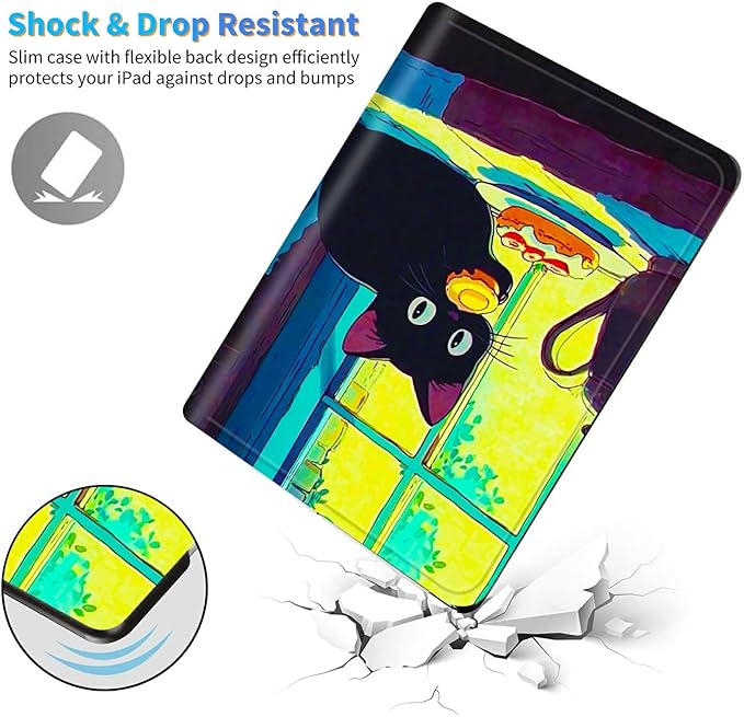 for Amazon Kindle Fire HD 8 & HD 8 Plus(12th/10th Generation, 2024/2022/2020 Release) 8" Tablet Case, Slim Kickstand Stand Leather Smart Cover with Auto Wake/Sleep, Black Cat Egg