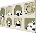 Cute Kawaii Panda Desk Mat Large Beige Mouse Pad XXL Mouse Pad Keyboard Mat, Cute Desk Accessories Office Decor, Extended Mousepad 31.5 X15.7 Non-Slip Rubber Base with Stitched Edges
