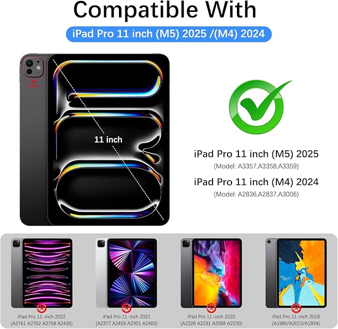 Case for iPad Pro 11-Inch M5/M4 2025/2024 (6th/5th Generation), Case with Pencil Holder, Clear Back Cover Cute Cool Design for Women Girls, Auto Sleep/Wake, Bow Tulip
