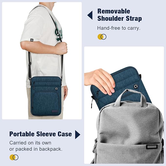 MoKo 13 Inch 360° Protective Tablet Sleeve Bag, Fits 13 Inch New iPad Pro M5 & Air M4 2026, iPad Pro 12.9", Galaxy Tab S9/S8 Plus 12.4", Multifunctional Bag with Shoulder and Headphone Port, Indigo