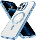 Hython Magnetic Clear for iPhone 12 Pro Case with Camera Lens Protector [Compatible with MagSafe] Luxury Plating Edge Slim Soft TPU Cover Protective Phone Case for iPhone 12 Pro, Matte Light Blue
