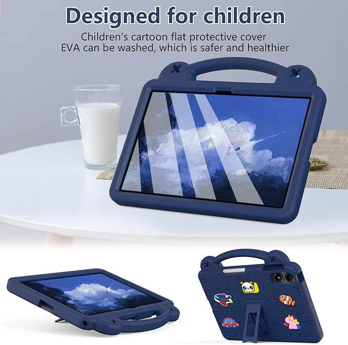 AKABEILA Compatible with Apple iPad Pro 12.9(2018/2020/2021/2022)/Air 13(2026) M4(2025) M3(2024)/Pro 13(2025) M5(2024) Tablet Case, Cases with Shoulder Strap & Stand Handle & Pen Tray Navy Blue