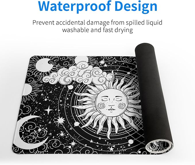 Magic Astrology Extended Big Mouse Pad Large, Gaming Mouse Pad Desk Pad,27.6x11.8 Inch Long Computer Keyboard Mouse Mat Black Mousepad with 3mm Non-Slip Base and Stitched Edge for Gaming and Office