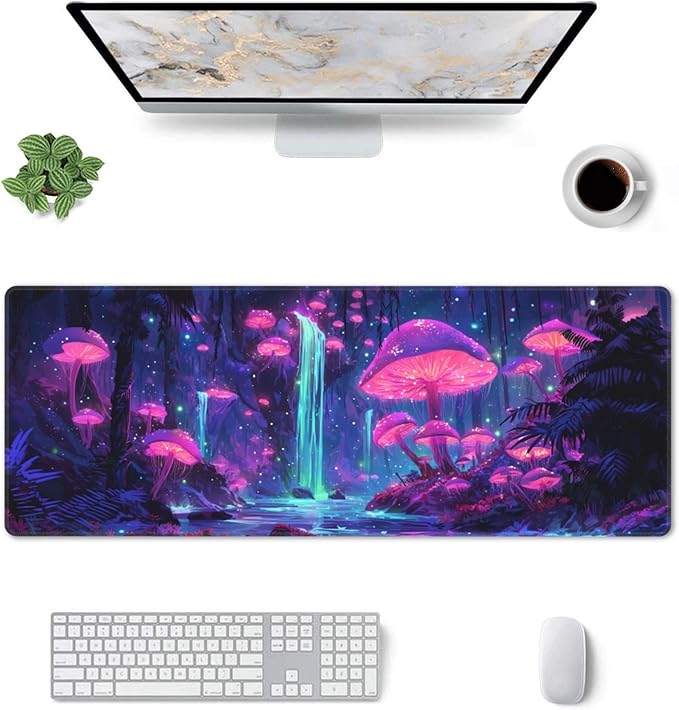 Mushroom Mouse Pad Extended Large Gaming Mouse Pad XL Stitched Edges for Gamer Home Office 31.5 X 11.8 Inch