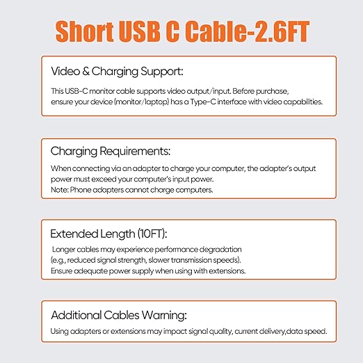 Short USB C to USBC Data Cable (8K,10Gbps, 100W PD) 2-Pack 30in,100W Charging for Car, USBC Monitor Cord, USB 3.2 Gen 2 for Car, External SSD,Dock,Portable Monitor, phone,Laptop,iPad Pro,Camera-2.6FT