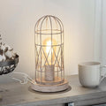 Small Table Lamp, Touch Control Table Lamp with Brushed White Oak Cage, Farmhouse Bedside Lamp 3-way Dimmable Nightstand Lamp Edison Lamp for Bedroom, Living Room, Hallway, Kitchen, LED Bulb Included