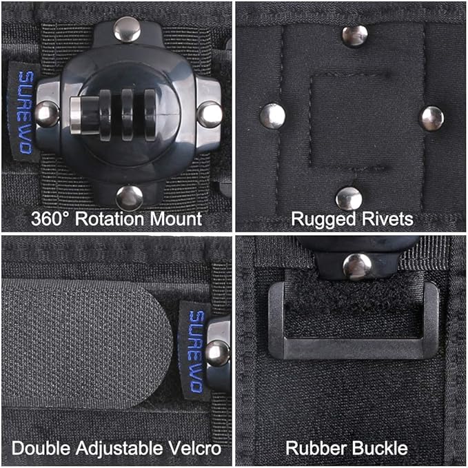 Wrist Strap Mount, 360° Rotating Arm Mount Strap Compatible with GoPro Hero 13/12/11/10/9/8/7//6/5 Black,DJI Action 6/5 pro/4/3,Insta 360 ONE R,AKASO/Campark and More Action Cameras