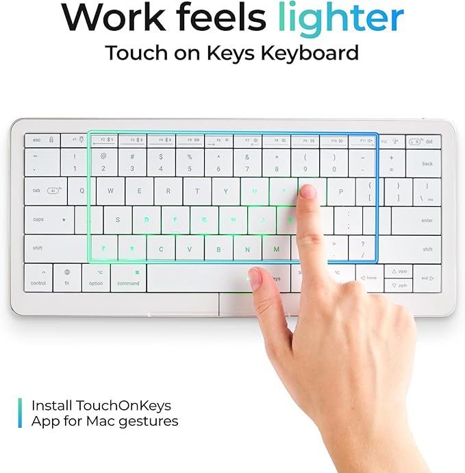 CLVX S Mac | Touch On Keys & Gestures AI Keyboard | Bluetooth & USB-C | Low Profile Silent Scissor Keys | Interactive RGB | Aluminum Chassis | Compatible with Mac/iPad/AppleTV/VisionPro