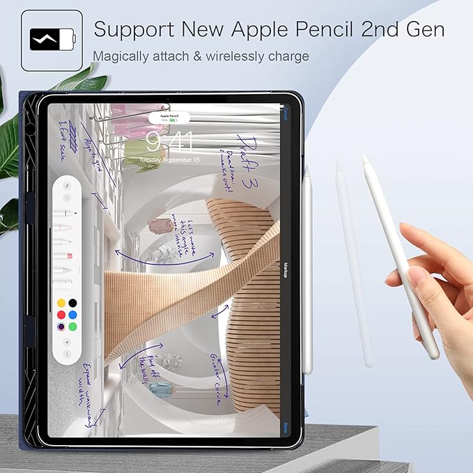 Fintie Folio Case for iPad Pro 12.9" 6th Generation 2022, Multi-Angle Smart Stand Cover w/Pencil Holder & Pocket, Also Fit iPad Pro 12.9 2021 5th & 2020 4th & 2018 3rd Gen, US Flag