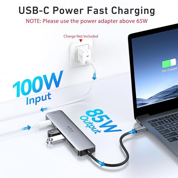 USB C Hub HDMI Adapter for MacBook Pro/Air, 7 in 1 USBC Dongle with HDMI, microSD/SD Card Reader, USB C Data Port,100W PD, and 2 USB 3.0 Compatible for MacBook Pro/Air, Dell XPS, Lenovo Thinkpad.