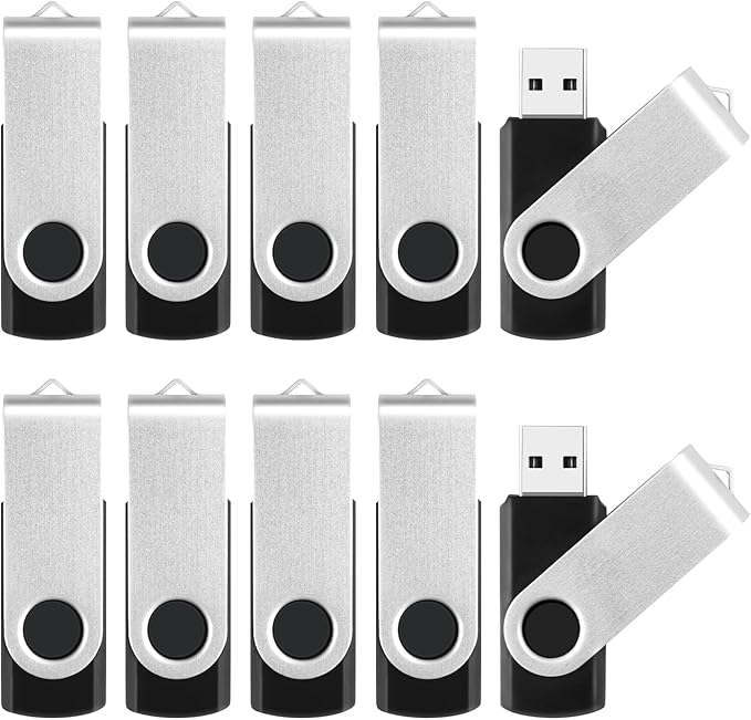 8GB Flash Drive 10 Pack Bulk USB Flash Drives, USB2.0 Thumb Drive USB Stick for Data Storage Backup, Jump Drive Pen Drive Zip Drive Memory Stick with Indicator, USB Storage Flash Drive Swivel Design