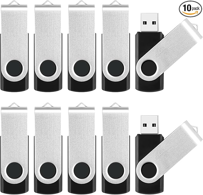 4GB Flash Drive 10 Pack Thumb Drive, USB Flash Drives 2.0 USB Stick for Data Storage Backup, Jump Drive Pen Drive Zip Drive Memory Stick with Indicator, Swivel Bulk USB Storage Flash Drive, Black