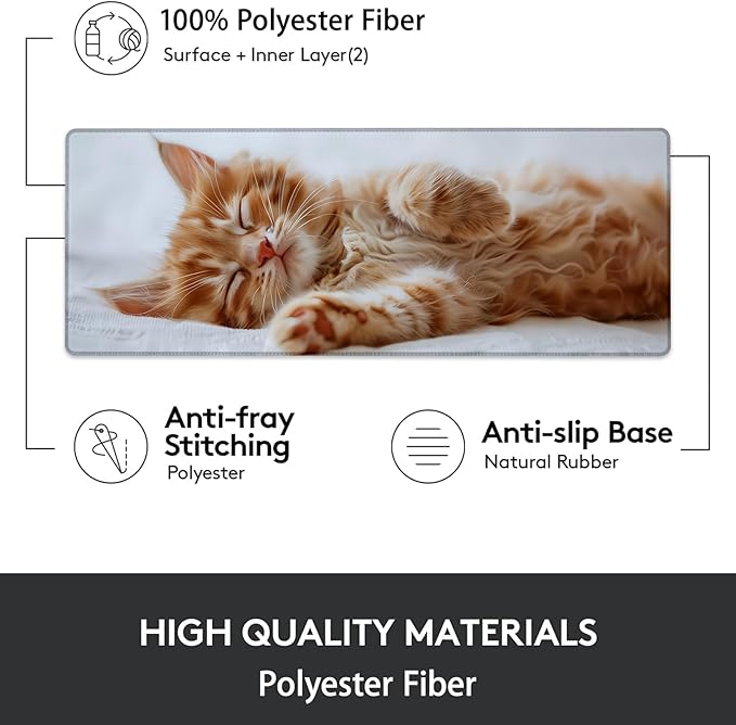 Gaming Mouse Pad, Cute Cat Mouse Pad, Desk Mat, Non-Slip Rubber Base MousePads for Computers Laptop Office School Home Accessories Decor 31.5" x 11.8"