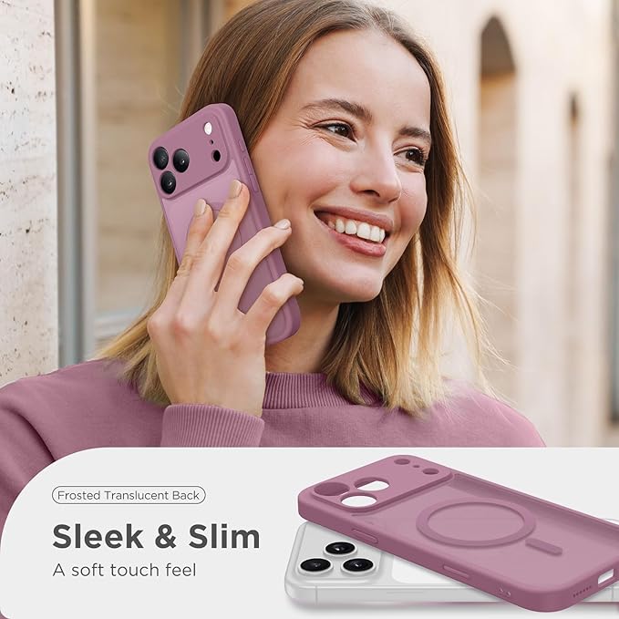 CAPRARO Magnetic for iPhone 17 Pro Max Case, Upgraded [Full Camera Protection] [Compatible with MagSafe] Protective Translucent Matte Women Girl Phone Case Cover, Black Currant