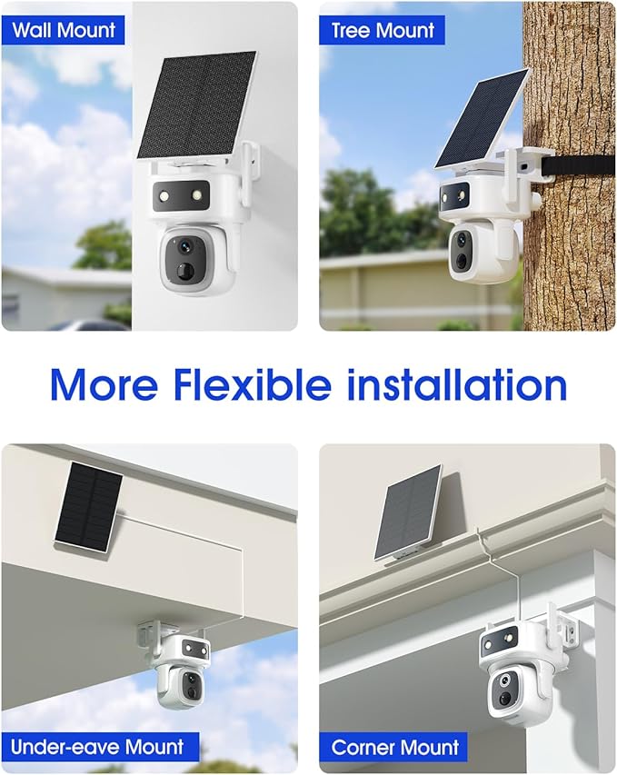 SANSCO 2 Pack 4G LTE Cellular Security Camera Wireless Outdoor, 360 Days Free Unlimited Data, Built-in SIM Card 64GB, 360° PTZ, No WiFi Solar Powered, 2K Color Night Vision, 2 Way Audio, AI Detection