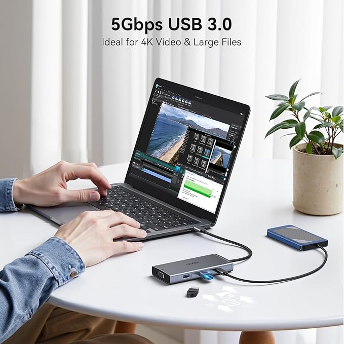 USB C Docking Station Dual Monitor Dock for Dell HP, Laptop Docking Station 3 Monitor Quad Monitors USB C Hub Dongle to 2 HDMI,DP,VGA,3 USB,PD,100W PD,Ethernet, 9 in 1 Thunderbolt Adapter for Surface