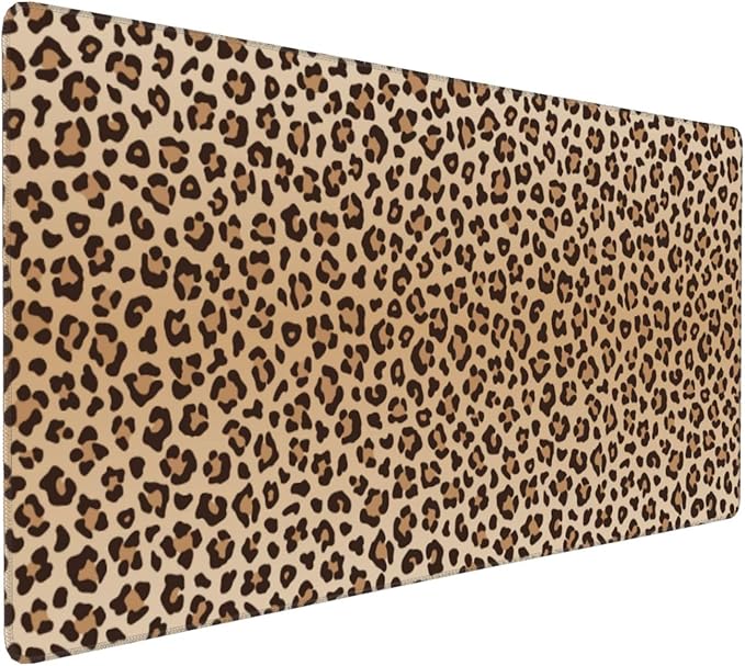 Leopard Print Mouse Pads XXL Extended Mousepad with Stitched Edges Cheetah Animal Skin Non-Slip Rubber Base Computer Keyboard Pad Desk Mat for Home Office Desk Decor, 35.4" X 15.7"