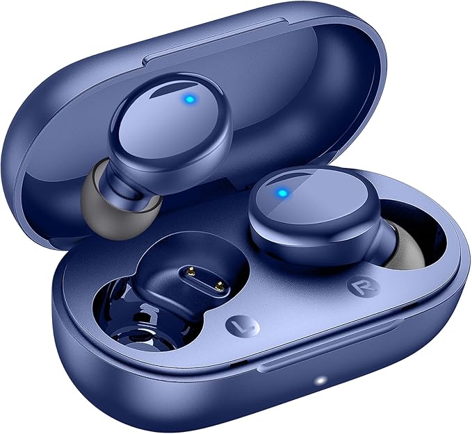 Lanteso True Wireless Bluetooth 5.4 Earbuds, 48H Playtime,Light Weight Headphones in Ear Buds Built in Mic Headset Premium Sound with Deep Bass,Clear Calls Earphones for Sports Workou Blue