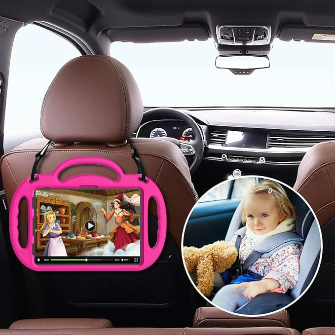 Kids Case for iPad 11th Generation (A16) 11" 2025 & 10th Gen 10.9" 2022 & iPad Air 11" 2025/2024 & Air 5th/4th Gen & Pro 11, Durable Protective Cover with Shoulder Strap Handle Stand, Pink