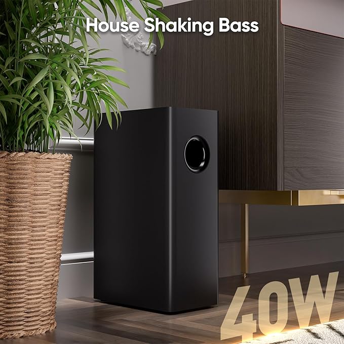RIOWOIS Sound Bar for Smart TV, 90W Compact Soundbar TV Speaker with Subwoofer, 2.1Channel Home Theater Surround Sound System with Crisp Vocals and Deep Bass for TV PC Projector.
