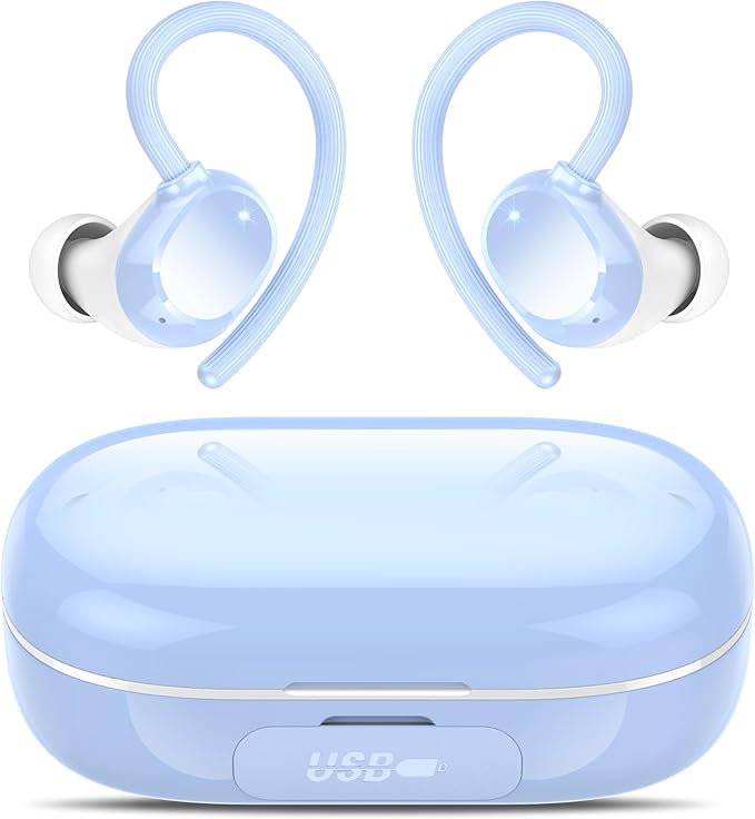 Ear buds Wireless Bluetooth Earbuds Sport 128H Playtime 2026 NEW Bluetooth 5.3 Headphones with LED Display Powerful Bass Over Ear Earphones with Earhooks IP7 Waterproof for Gym/Running/Workout