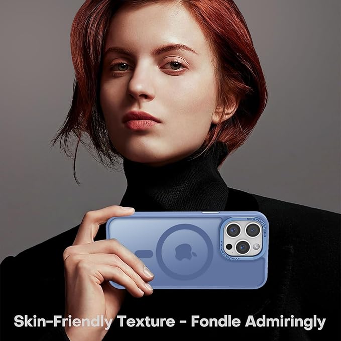 Newfuture Magnetic for iPhone 15 Pro Case [Compatible with Magsafe] [Military Grade Drop Protection] Translucent Matte Anti-Fingerprint Shockproof Phone Case for iPhone 15 Pro 6.1 inch, Light Blue