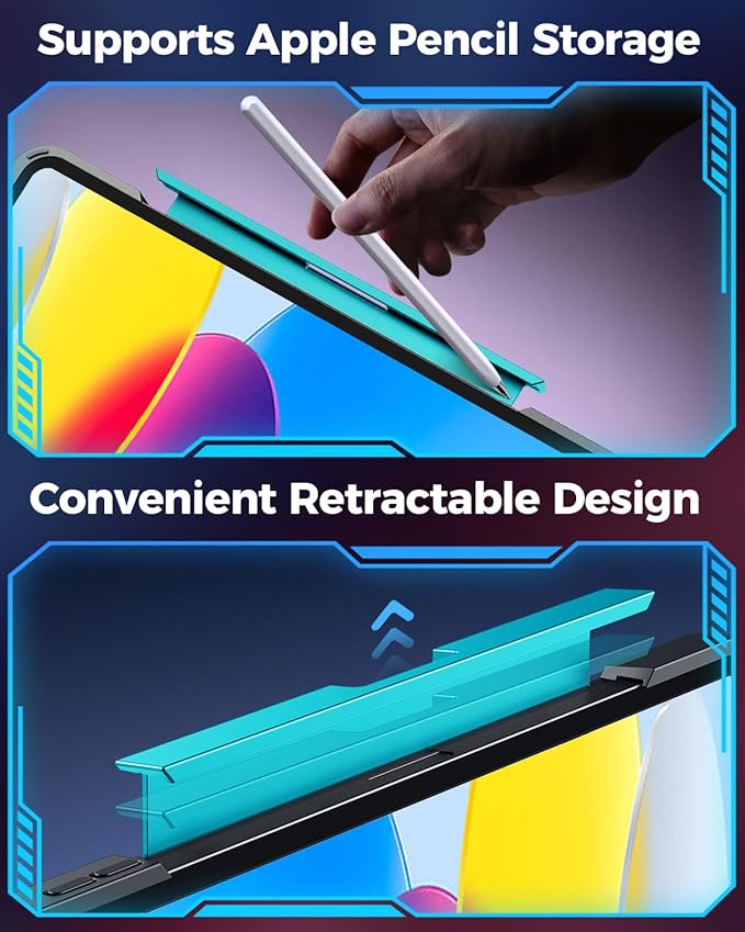 SIBEITU Keyboard Case for iPad A16 11th Gen 11" 2025 & 10th Gen 10.9" 2022, Clear Wireless Keyboard Protective Cover with Multi-Touch Trackpad, 7-Color Backlight & 3-Brightness, 360 Rotatable, Blue