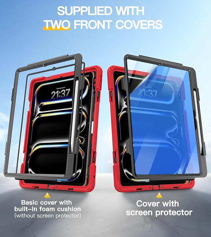 BRAECN for iPad Pro 13 inch Case M5 2025 & M4 2024 Heavy Duty Shockproof Protective with Pencil Holder Screen Protector 360°Rotating Stand Handle & Shoulder Strap Full Body Cover Kids Friendly