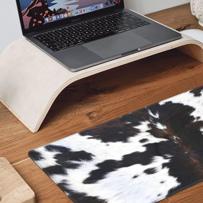 Cow Gaming Mouse Pad Extended Large Mouse Mat 31.5 X 11.8 Inch Nonslip Rubber Base Long Desk Pad Stitched Edges Mousepad Mice Pad for Office Home Game