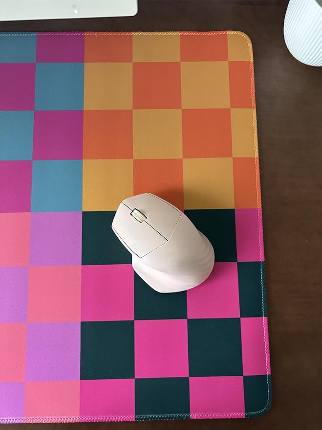 Checkered Desk Mat Pink Desk Matt for Desktop Desk Pad XXL Large Mouse Pad Deskmat Big Mousepad Keyboard Pad Mouse for Computer Cute Desk Accessories 31.5 X 15.7In