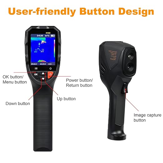 Thermal Imaging Camera Super Resolution 240 x 240, 15-Hour Battery Life, 128 x 128 IR Resolution, 25Hz Infrared Camera, High/Low Temp Alerts, Auto Shutdown, -4°F to 1022°F, Thermal App Image Transfer