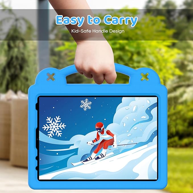 for iPad A16 11th 10th Generation Case 2025 2022 for Kids Boys, with Shoulder Strap Cute DIY Figures Kids Friendly Shockproof Handle Stand Protective Case Cover for Apple iPad 11th 10th Gen,SkyBlue