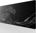 KTRIO Large Gaming Mouse Pad Desk Mat, Superior Micro-Weave Cloth, Non-Slip Rubber Base, Stitched Edges, Water-Resistant, for Gamer, Office & Home, 31.5 x 15.7 Inch，Kanagawa Wave