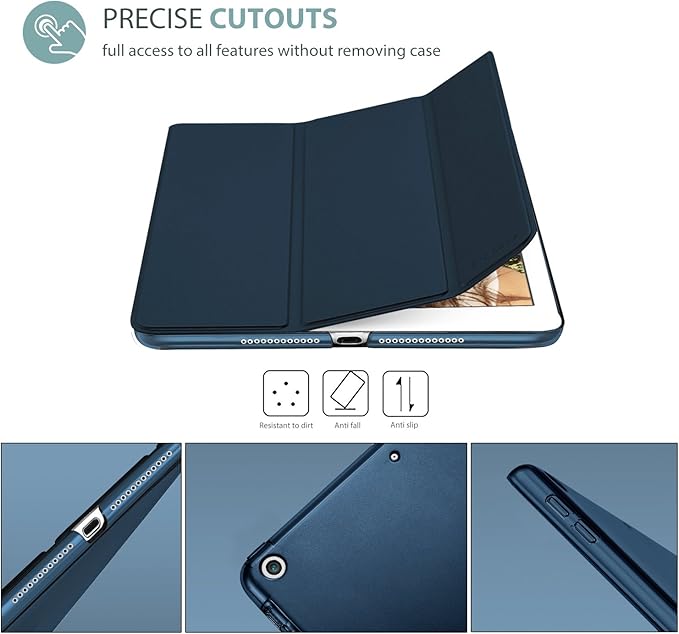 ProCase Smart Case for iPad 9.7 Inch iPad 6th/5th Generation 2018 2017(Model: A1893 A1954 A1822 A1823), Ultra Slim Lightweight Stand Cover with Translucent Frosted Back -Navy