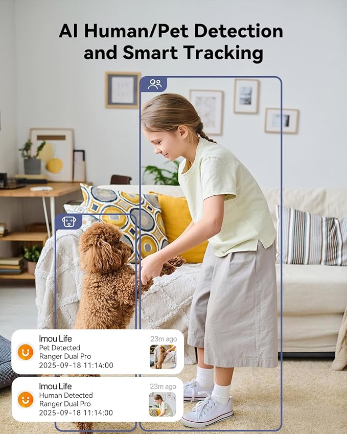 Imou 8MP Security Camera Indoor, Dual-Len 360°Pan-Tilt Baby Monitor Pet Camera for Home Security, 2.4/5GHz WiFi, Work with Alexa & Google Home, Color Night Vision, Human/Pet Detection, No Monthly Fees