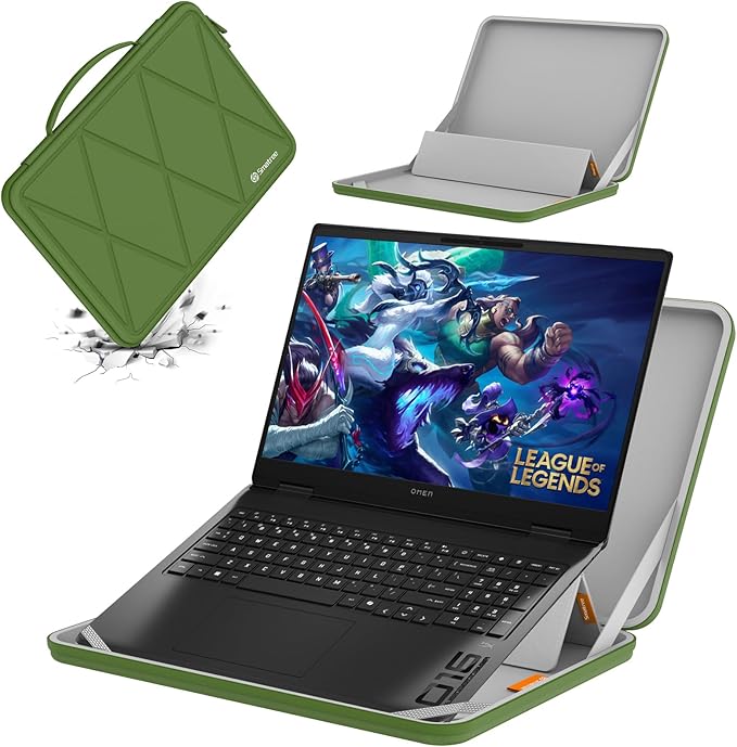 Smatree MS105 Hard EVA Protective Sleeve Case with Stand Compatible for 16.1 inch HP OMEN Gaming Laptop 16z/16t/16, for 16.1 inch HP Victus Gaming Laptop 16t/16, Green