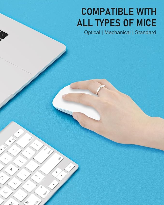 Desk Pad, 30" x 14" PU Leather Non-Slip Desk Mat Large Mouse Pad for Desktop, Waterproof Laptop Computer Writing Mat for Office, Home, Work, Gaming, Aqua Blue