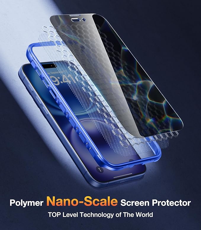 Diaclara Magnetic Designed for iPhone 16 Plus Case, Full Body Rugged Case with Built-in Privacy Touch Sensitive Anti-Scratch Screen Protector, Upgraded [Full Camera Protection] (Ultramarine)