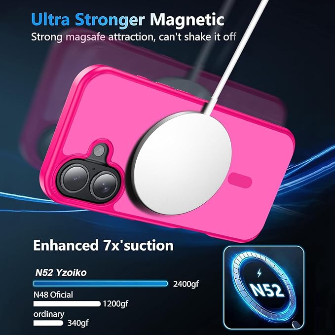 Strong Magnetic for iPhone 17 case [10Ft Military-Grade Protection] Compatible with fit MagSafe Shockproof Slim Thin Cover case for iPhone 17 6.3 inch, Hot Pink