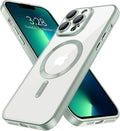 Hython Magnetic Clear for iPhone 13 Pro Max Case with Camera Lens Protector [Compatible with MagSafe] Plating Edge Slim Soft TPU Cover Protective Phone Case for iPhone 13 Pro Max 6.7", Matte Mint