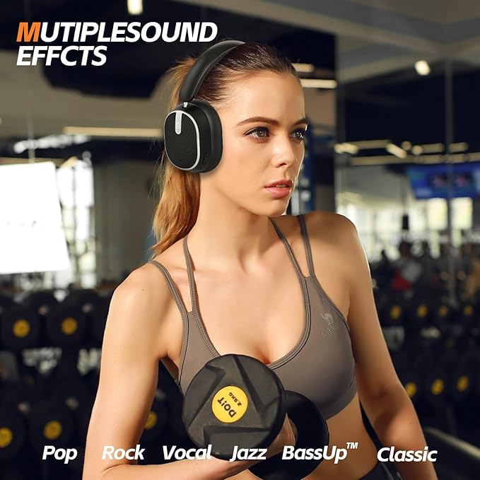 Hybrid ANC Over-Ear Headphones – Bluetooth 6.0, 60H Battery, Hi-Res Audio, Deep Bass, Memory Foam Ear Cups (Black)