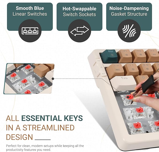 Qisan Wireless/Wired Mechanical Gaming Keyboard,Triple Mode 2.4G/USB-C/BT (98%) Wireless Mechanical Keyboard with US Layout | Red Switch Rechargeable RGB Backlit Keyboards for Gaming, Brown Combo